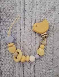 Catenella portaciuccio in legno e silicone