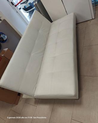 divano letto elle bianca 3 posti 178cm pieghevole
