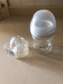 Biberon in vetro Avent da 120ml e tettarella nuova