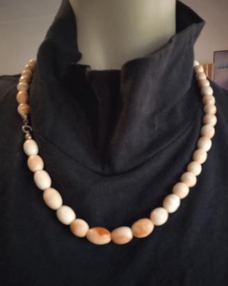 collana vintage in conchiglia naturale/grani ovali