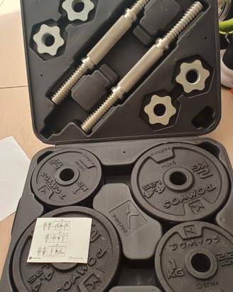 Kit Manubri Ghisa 20 kg Decathlon Domyos con Valig