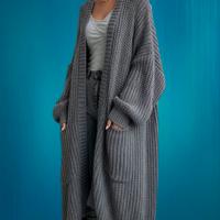 Cardigan Donna Manica Lunga Casual Stile Elegante