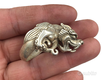 ANELLO CINESE IN ARGENTO DRAGO 中华人民共和国
