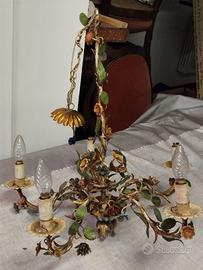 Lampadario vintage in Toleware francese/fiorentino