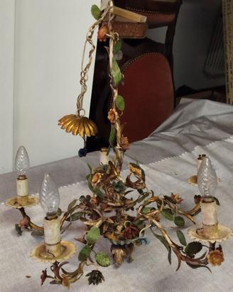 Lampadario vintage in Toleware francese/fiorentino