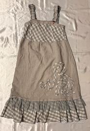 Vestito medio lungo color beige scuro e grigio