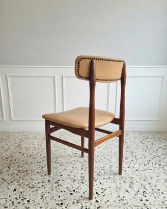 Sedia Vintage Design Scandinavo Legno e Pelle