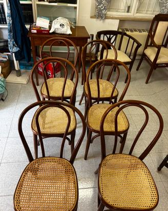 6 sedie simil thonet in paglia di vienna