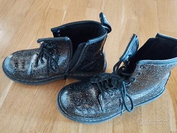 anfibi dr martens bambina 35 nero glitter stivali Abbigliamento