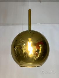 Lampadario vetro sfera D.25 oro specchiato
