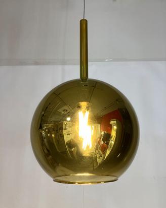Lampadario vetro sfera D.25 oro specchiato