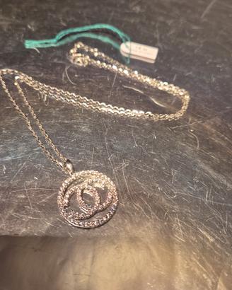 Collana oro bianco oro 750 zirconite