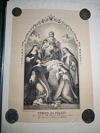 1890 Litografia Madonna Rosario San Domenico Bari 