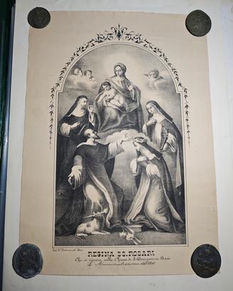 1890 Litografia Madonna Rosario San Domenico Bari 
