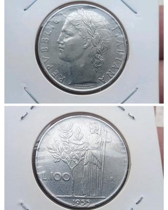Rara 100 lire Minerva 1955 Repubblica Italiana 