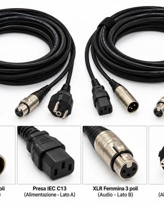 Coppia cavi PROEL PH100LU5 5 metri XLR + Power