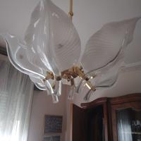 Coppia di lampadari 6 foglie in vetro di Mur