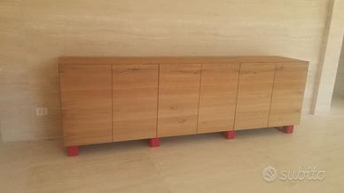 credenza in rovere unita spizza ante push pull