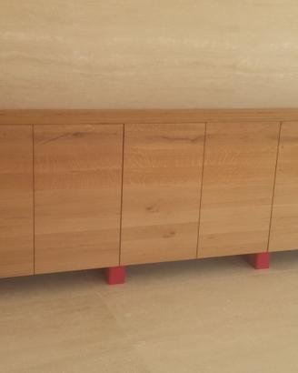 credenza in rovere unita spizza ante push pull