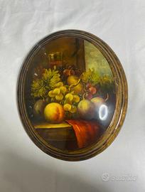 Dipinto d'atmosfera - Elegante Natura Morta Ovale