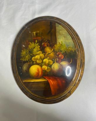 Dipinto d'atmosfera - Elegante Natura Morta Ovale