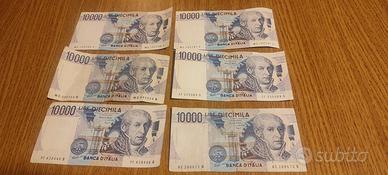 6 BANCONOTE DA 10000 LIRE