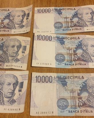6 BANCONOTE DA 10000 LIRE