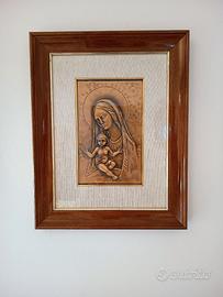 Quadro in bassorilievo madonna con bambino
