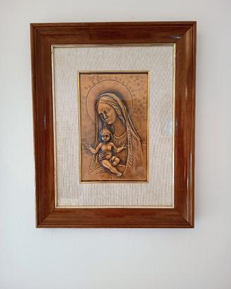Quadro in bassorilievo madonna con bambino
