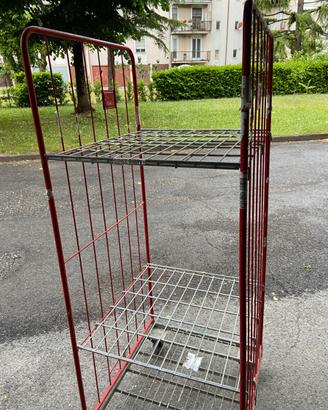 Carrello gabbia metallica 3 ripiani con ruote