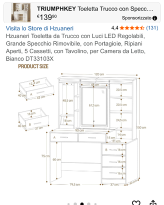 Dresser table tavolo da trucco