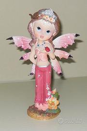 Fata Bimba Rosa con ali di metallo, Nuova!