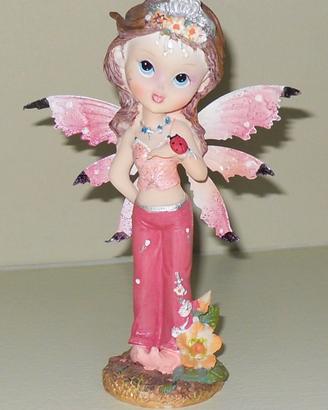 Fata Bimba Rosa con ali di metallo, Nuova!