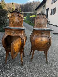 Coppia comodini antichi stile Luigi XV con marmo