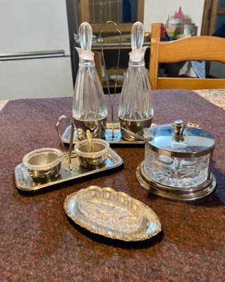 Set tavola vintage vetro lavorato e metallo