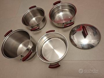 Set di 2 pentole e 3 accessori in acciaio inox 18/