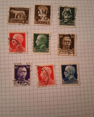 FRANCOBOLLI SERIE 9 VALORI POSTA ORD. SOVRASTAMPA 