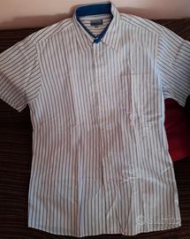 Camicia GREEN LEAVES bianca righe blue mis. XXL