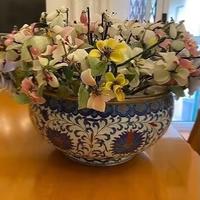 Vaso con fiori di vetro