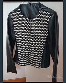 Giacchino simil pelle nero e bianco 