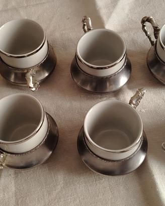 Servizio da Caffè Vintage in Peltro e Ceramica
