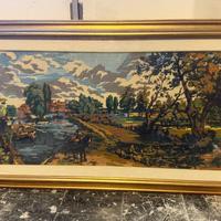 Quadro con paesaggio ricamato a mezzo punto croce