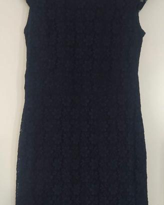 elegante tubino blu in pizzo floreale L 46/48