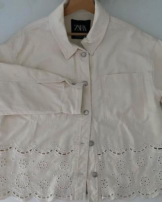 Giacca di jeans beige Zara