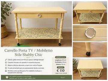Carrello porta TV in legno stile Shabby Chic