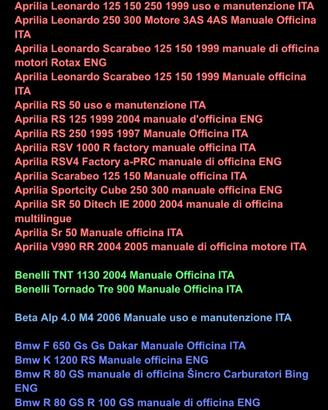 Manuali di officina o uso e manutenzione moto
