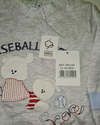 Tutina Jersey grigio neonato 6/9 mesi cotone