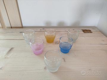 Set di 6 bicchieri da liquore o amaro, colorati