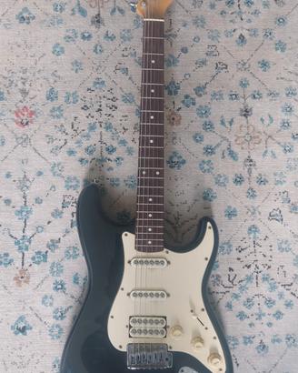 Chitarra elettrica con custodia e piedistallo