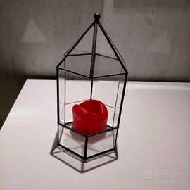 Portacandela in vetro e metallo